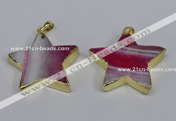 NGP3738 35*35mm star agate gemstone pendants wholesale