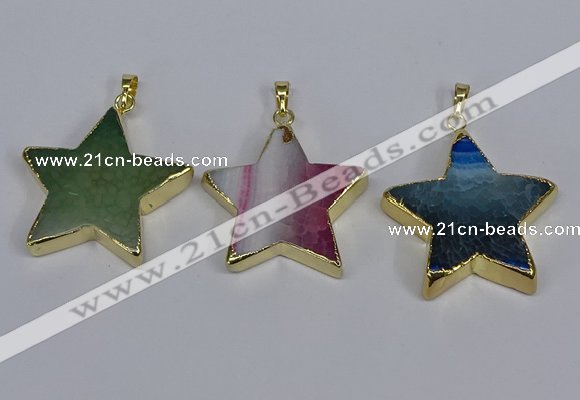 NGP3742 35*35mm star agate gemstone pendants wholesale