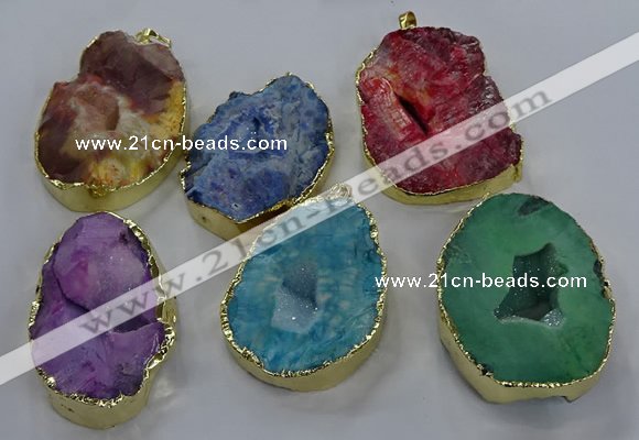 NGP3762 30*40mm - 40*50mm freeform druzy agate pendants