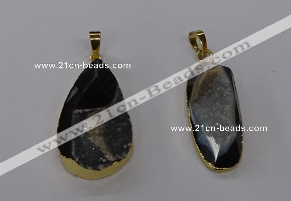 NGP3787 15*30mm - 18*35mm freeform druzy agate pendants