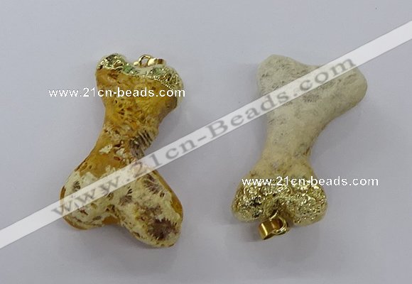 NGP3799 25*40mm - 28*45mm freeform fossil coral pendants