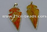 NGP3802 25*50mm - 28*55mm arrowhead agate gemstone pendants