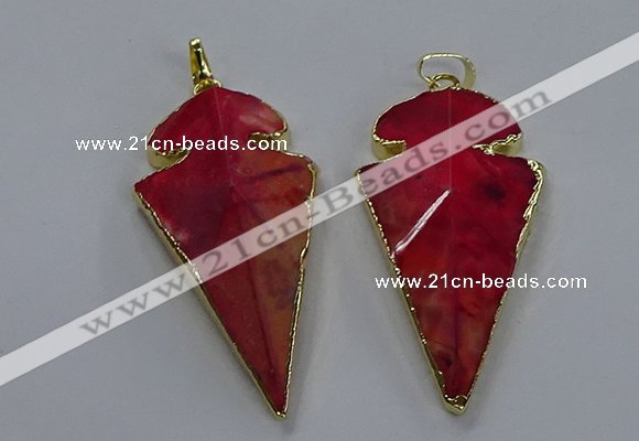 NGP3803 25*50mm - 28*55mm arrowhead agate gemstone pendants