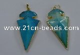 NGP3804 25*50mm - 28*55mm arrowhead agate gemstone pendants