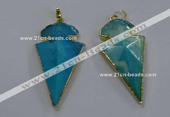 NGP3804 25*50mm - 28*55mm arrowhead agate gemstone pendants