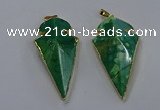 NGP3805 25*50mm - 28*55mm arrowhead agate gemstone pendants