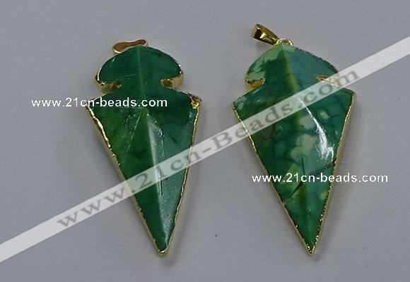 NGP3805 25*50mm - 28*55mm arrowhead agate gemstone pendants