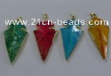 NGP3808 25*50mm - 28*55mm arrowhead agate gemstone pendants