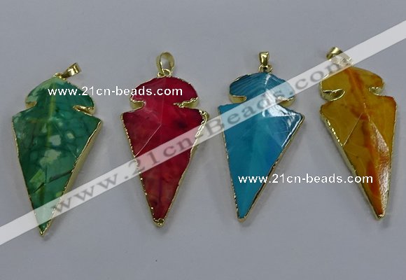 NGP3808 25*50mm - 28*55mm arrowhead agate gemstone pendants