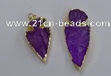 NGP3814 25*45mm - 30*60mm arrowhead dyed white crystal pendants