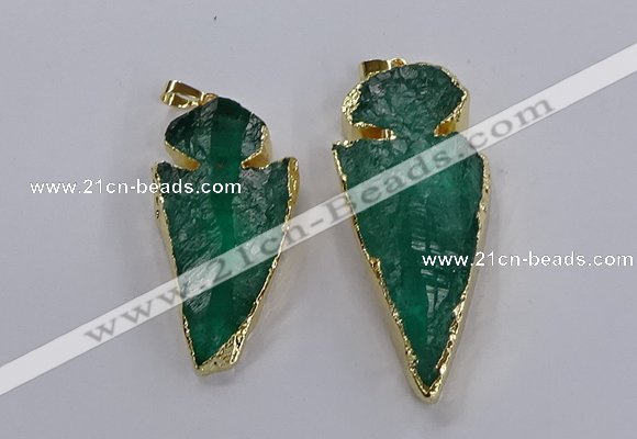 NGP3817 25*45mm - 30*60mm arrowhead dyed white crystal pendants