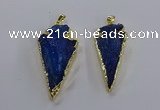 NGP3818 25*45mm - 30*60mm arrowhead dyed white crystal pendants