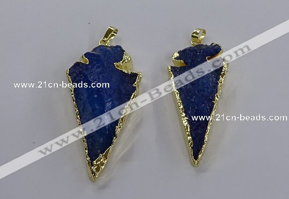 NGP3818 25*45mm - 30*60mm arrowhead dyed white crystal pendants