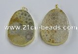 NGP3918 40*55mm freeform fossil coral pendants wholesale