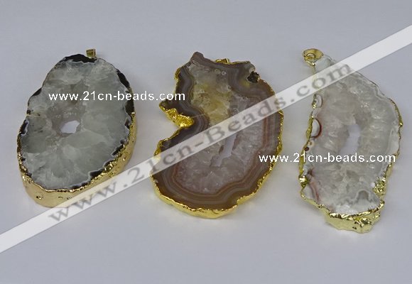 NGP3922 35*50mm - 45*65mm freeform druzy agate pendants wholesale