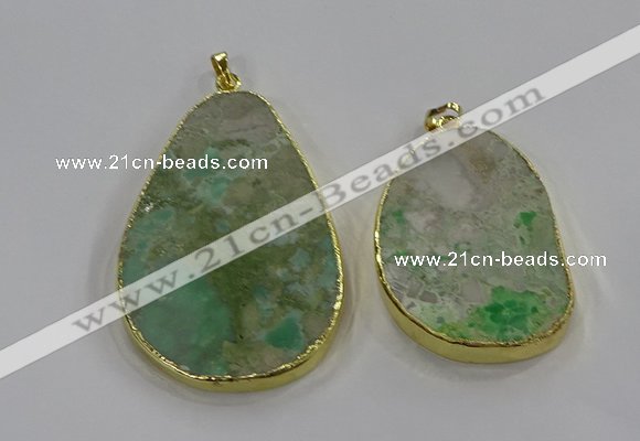 NGP3931 30*45mm - 40*60mm freeform green gemstone pendants