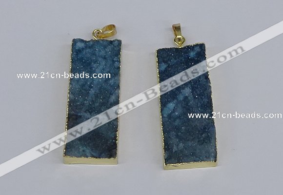 NGP3956 20*50mm - 25*45mm rectangle druzy agate gemstone pendants