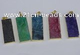 NGP3960 20*50mm - 25*45mm rectangle druzy agate gemstone pendants