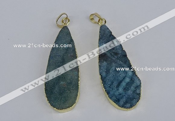 NGP3976 20*40mm - 25*50mm flat teardrop druzy agate pendants