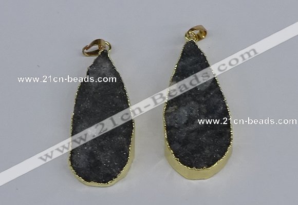 NGP3979 20*40mm - 25*50mm flat teardrop druzy agate pendants