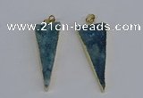 NGP3986 20*48mm - 25*50mm triangle druzy agate pendants wholesale