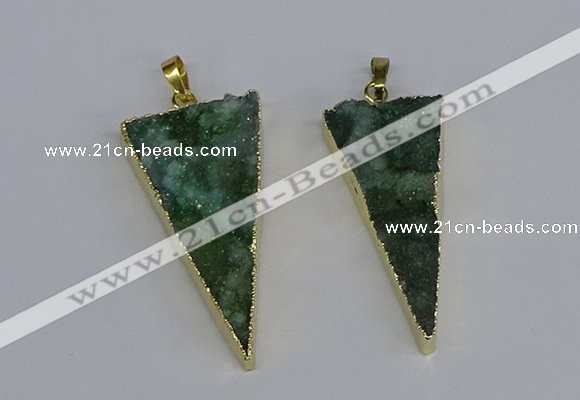 NGP3987 20*48mm - 25*50mm triangle druzy agate pendants wholesale