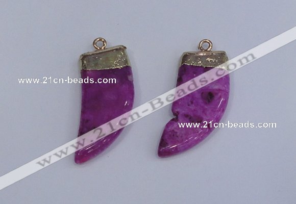 NGP4003 15*30mm - 16*35mm horn druzy quartz gemstone pendants