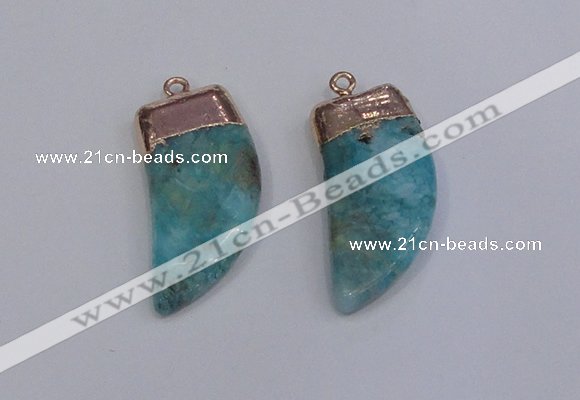 NGP4004 15*30mm - 16*35mm horn druzy quartz gemstone pendants