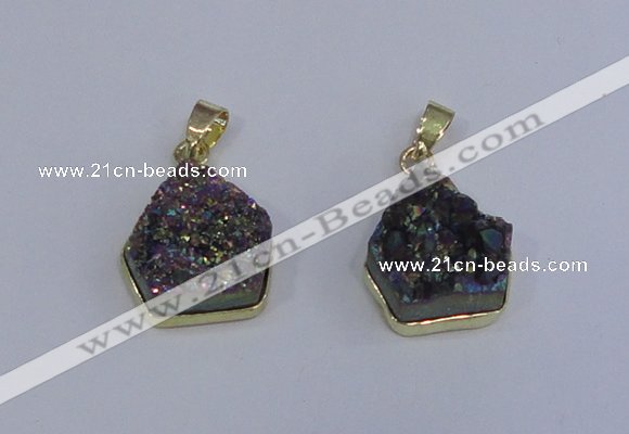 NGP4009 15*16mm freeform druzy quartz gemstone pendants