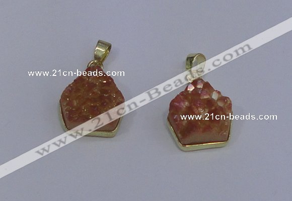 NGP4010 15*16mm freeform druzy quartz gemstone pendants