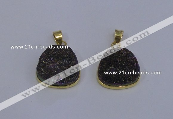 NGP4028 18*19mm freeform druzy quartz gemstone pendants