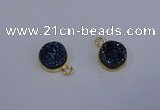 NGP4035 10mm coin druzy quartz gemstone pendants wholesale