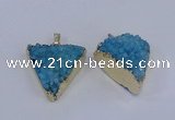 NGP4050 25*30mm – 30*35mm triangle druzy quartz pendants