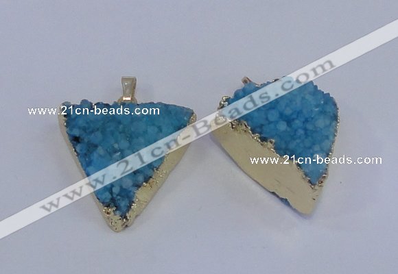 NGP4050 25*30mm – 30*35mm triangle druzy quartz pendants