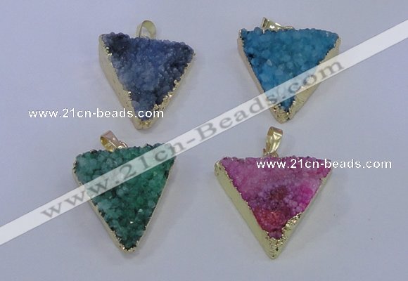 NGP4055 25*30mm – 30*35mm triangle druzy quartz pendants