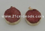 NGP4058 28mm – 30mm flat round druzy quartz pendants wholesale