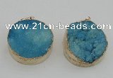 NGP4062 28mm – 30mm flat round druzy quartz pendants wholesale