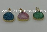 NGP4088 18*22mm - 20*24mm flat teardrop druzy quartz pendants