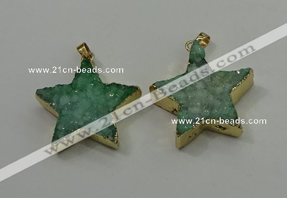 NGP4095 30*32mm - 32*35mm star druzy quartz pendants wholesale