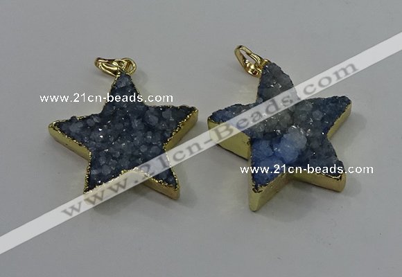 NGP4096 30*32mm - 32*35mm star druzy quartz pendants wholesale