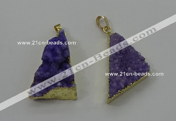 NGP4102 22*35mm - 24*40mm triangle druzy quartz pendants wholesale