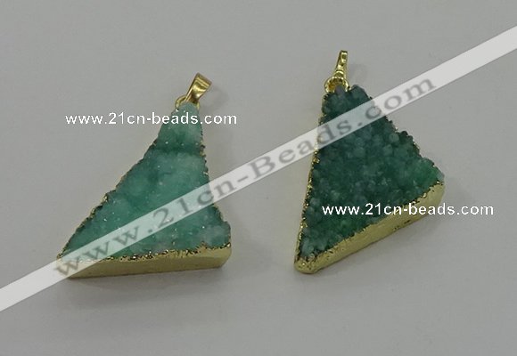 NGP4105 22*35mm - 24*40mm triangle druzy quartz pendants wholesale