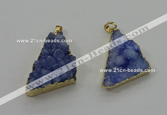 NGP4106 22*35mm - 24*40mm triangle druzy quartz pendants wholesale