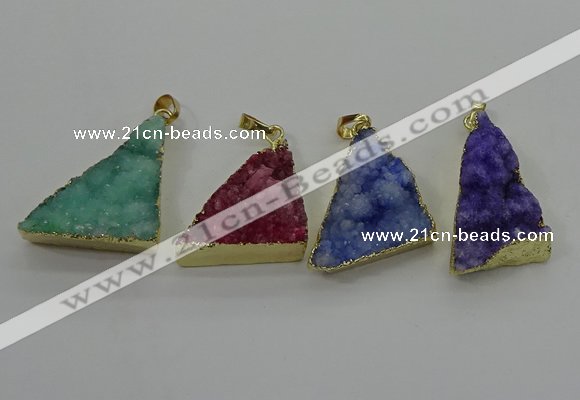 NGP4108 22*35mm - 24*40mm triangle druzy quartz pendants wholesale