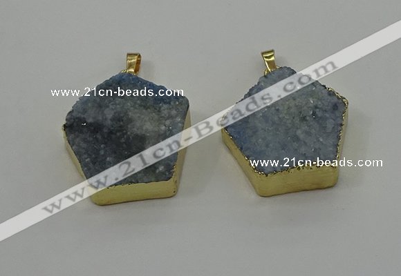 NGP4117 28*28mm - 30*30mm pentagon druzy quartz pendants wholesale