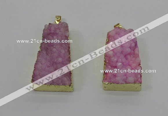 NGP4124 22*35mm - 24*40mm trapezoid druzy quartz pendants wholesale