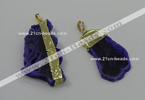 NGP4132 25*35mm - 40*50mm freeform druzy quartz pendants wholesale