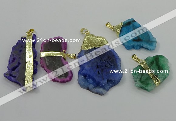 NGP4138 25*35mm - 40*50mm freeform druzy quartz pendants wholesale