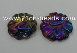 NGP4150 40*45mm - 50*55mm flower plated druzy agate pendants