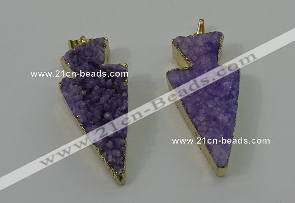 NGP4155 20*45mm - 22*48mm arrowhead druzy quartz pendants